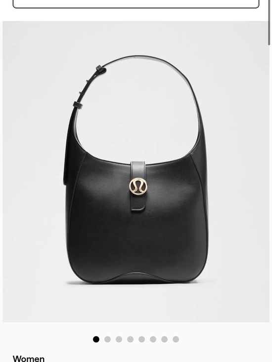 lululemon athletica Handbags - lululemon athletica Black Leather Shoulder Bag with Gold Logo Accent